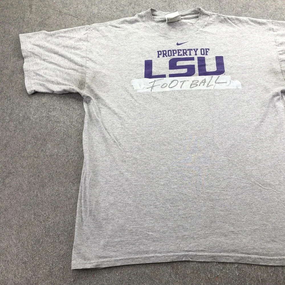 Vintage LSU Tigers Shirt Mens Medium Gray NCAA Football Nike Property Of